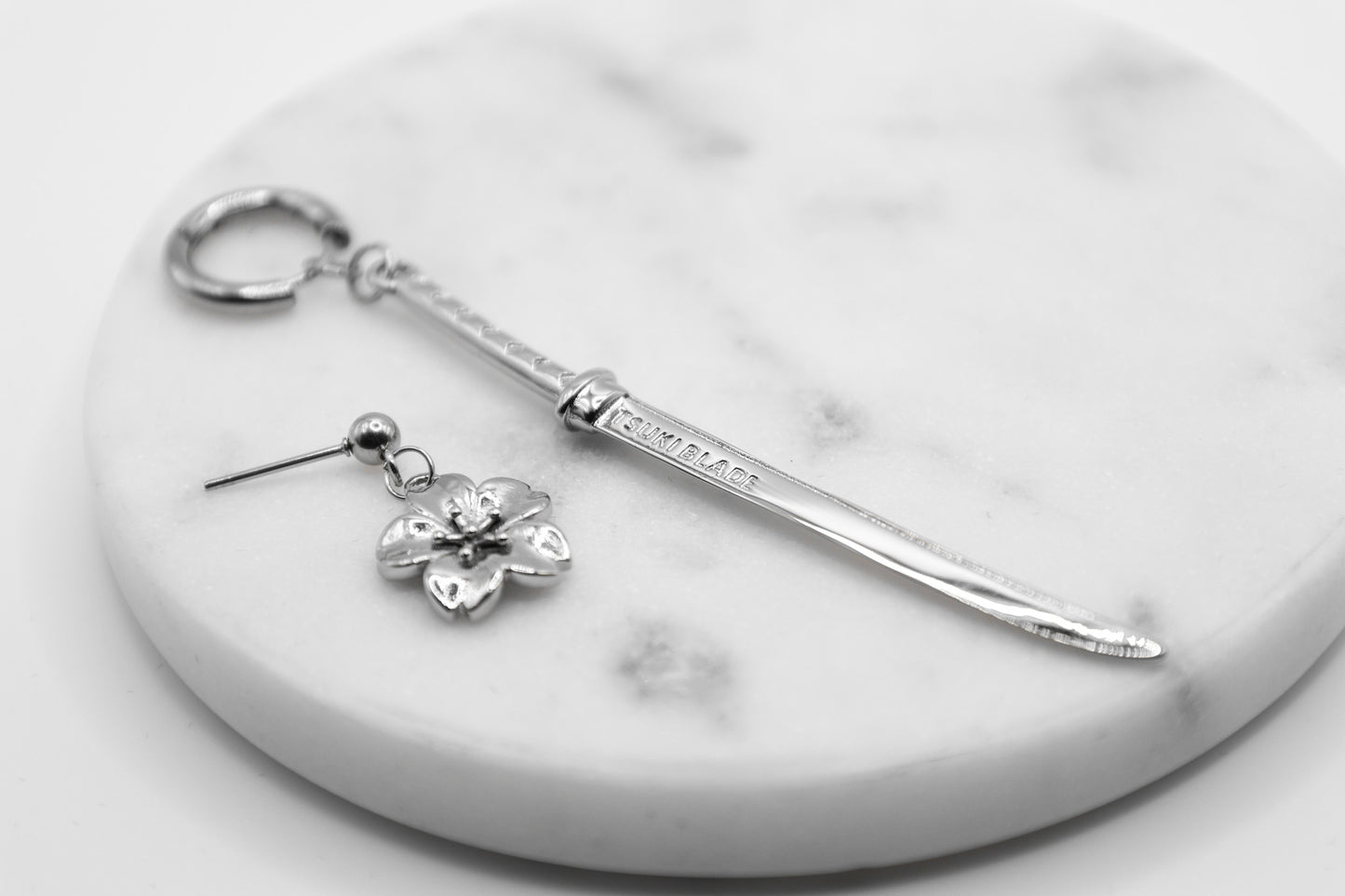 Blossom Sakura Katana Duo Earrings - Tsuki Blade