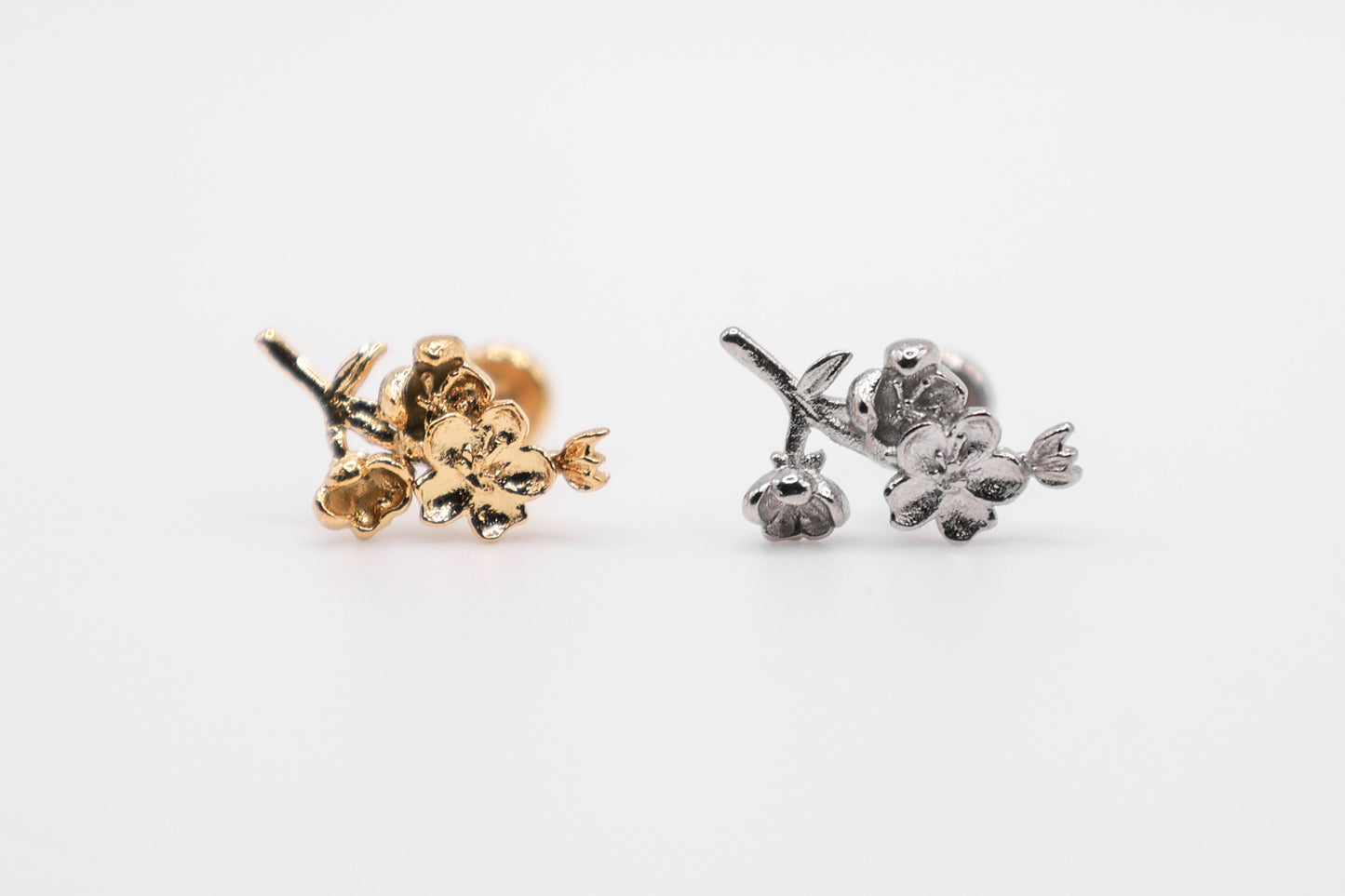 Sakura Branch Flatback Piercing Stud - Tsuki Blade