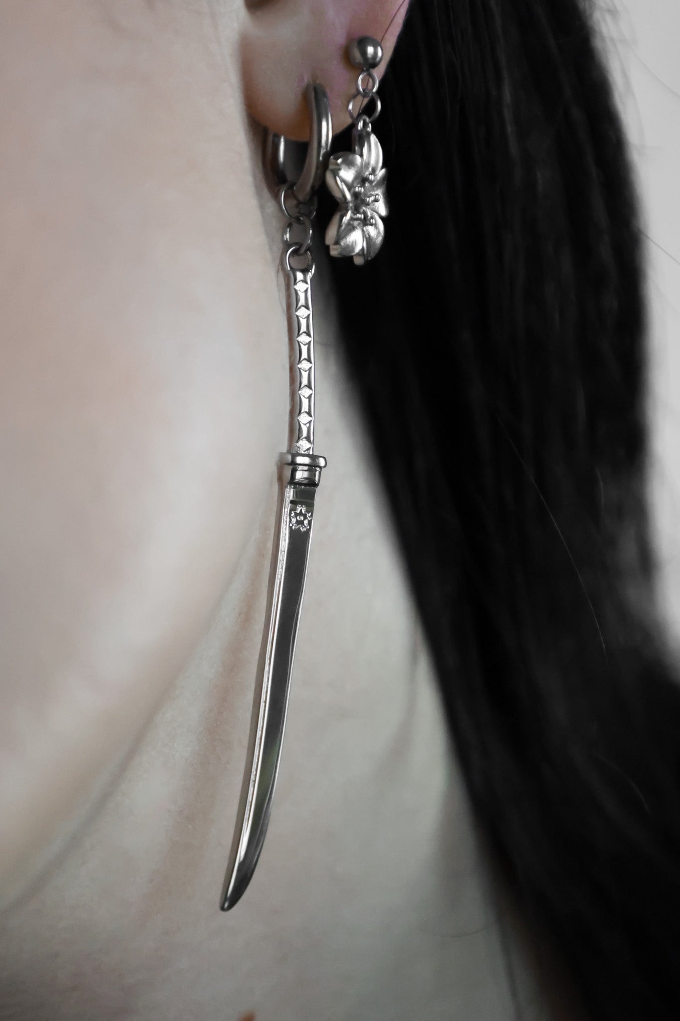 Blossom Sakura Katana Duo Earrings - Tsuki Blade