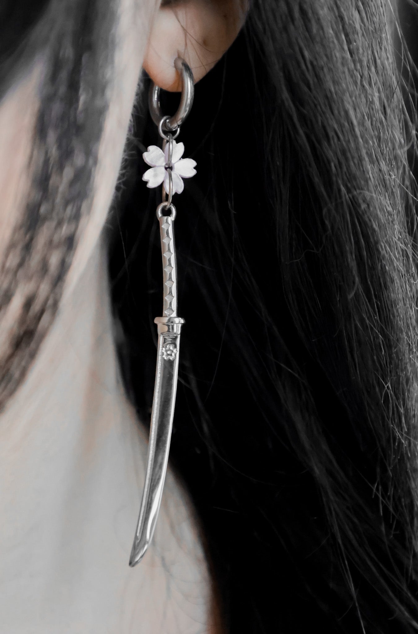 Sakura Blossom Katana Earring - Tsuki Blade