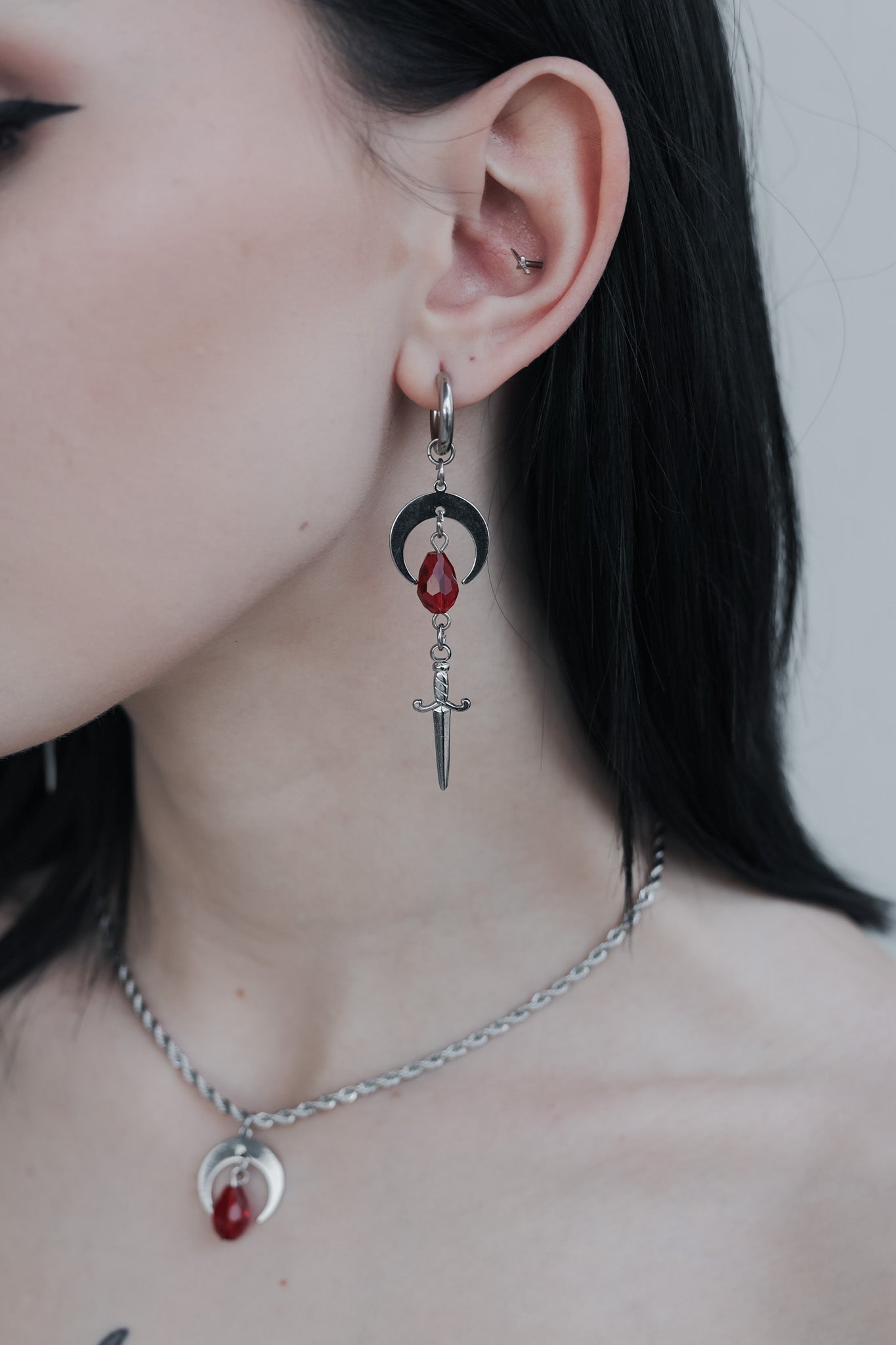 Blood Moon Dangle Earrings - Tsuki Blade