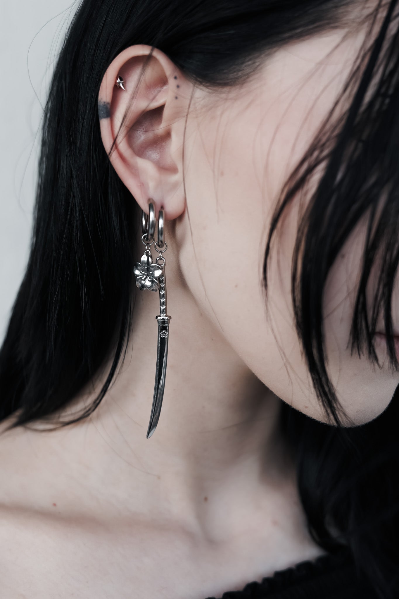 Blossom Sakura Katana Duo Earrings - Tsuki Blade