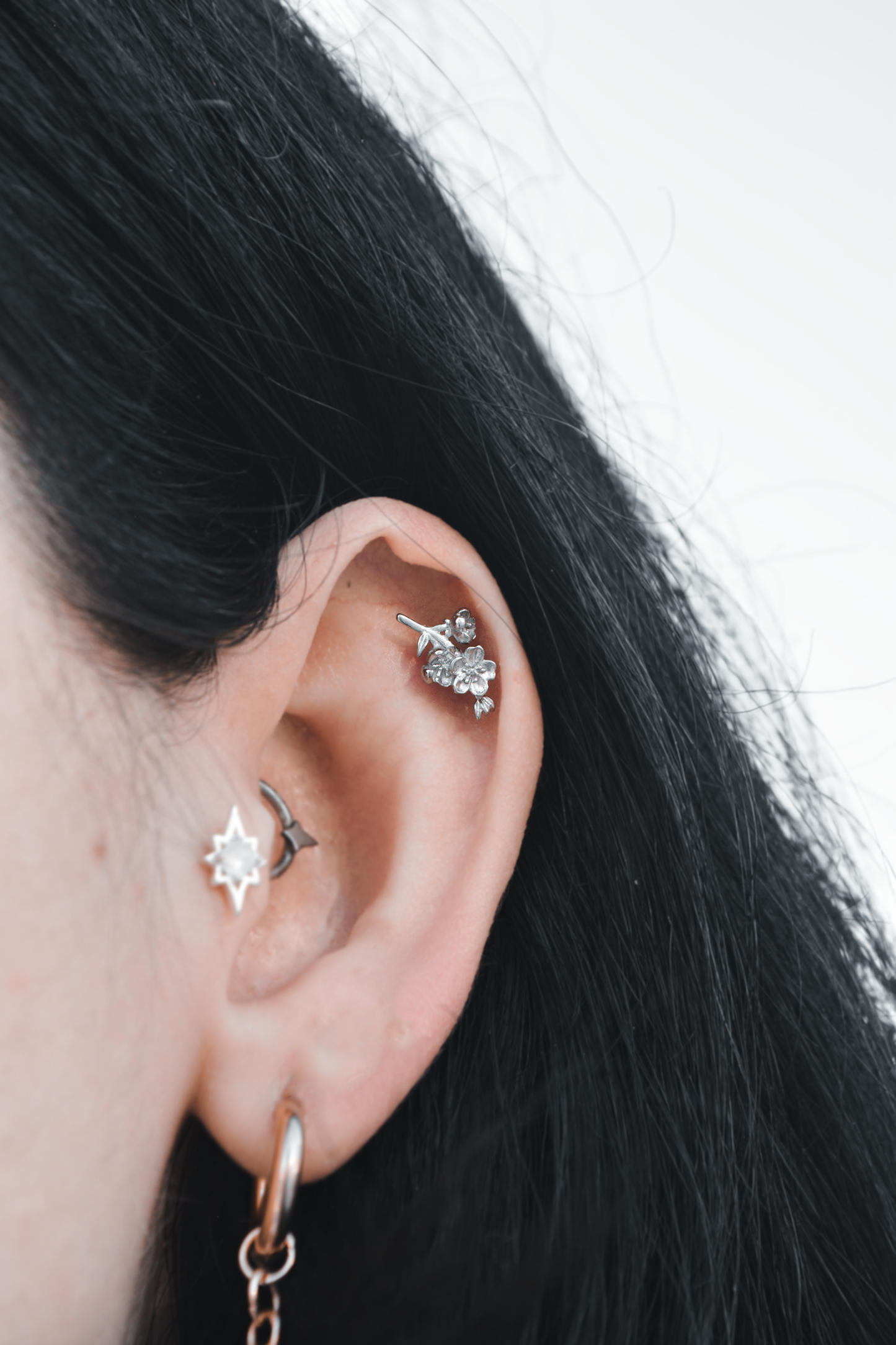 Sakura Branch Flatback Piercing Stud - Tsuki Blade