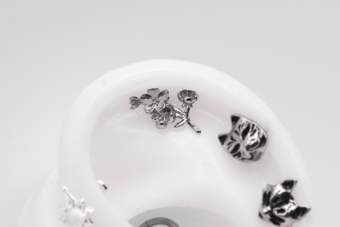 Sakura Branch Flatback Piercing Stud - Tsuki Blade