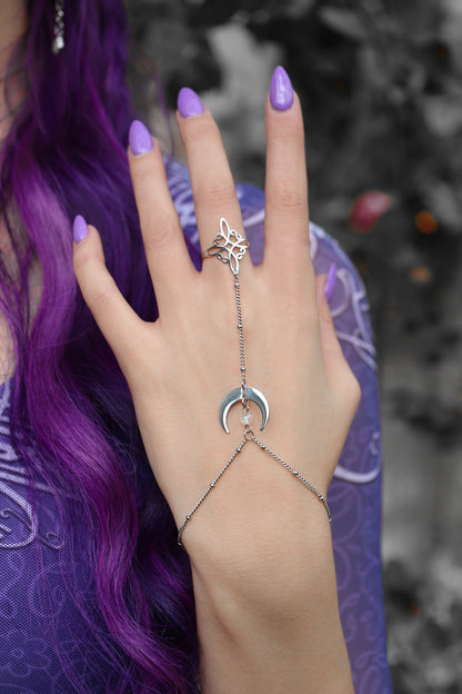 Crescent Binding Moonstone Hand Chain
