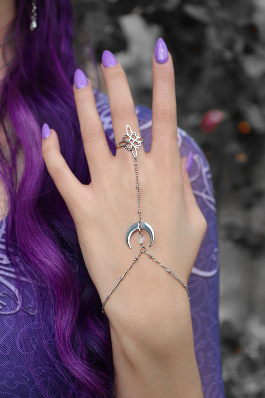 Crescent Binding Moonstone Hand Chain