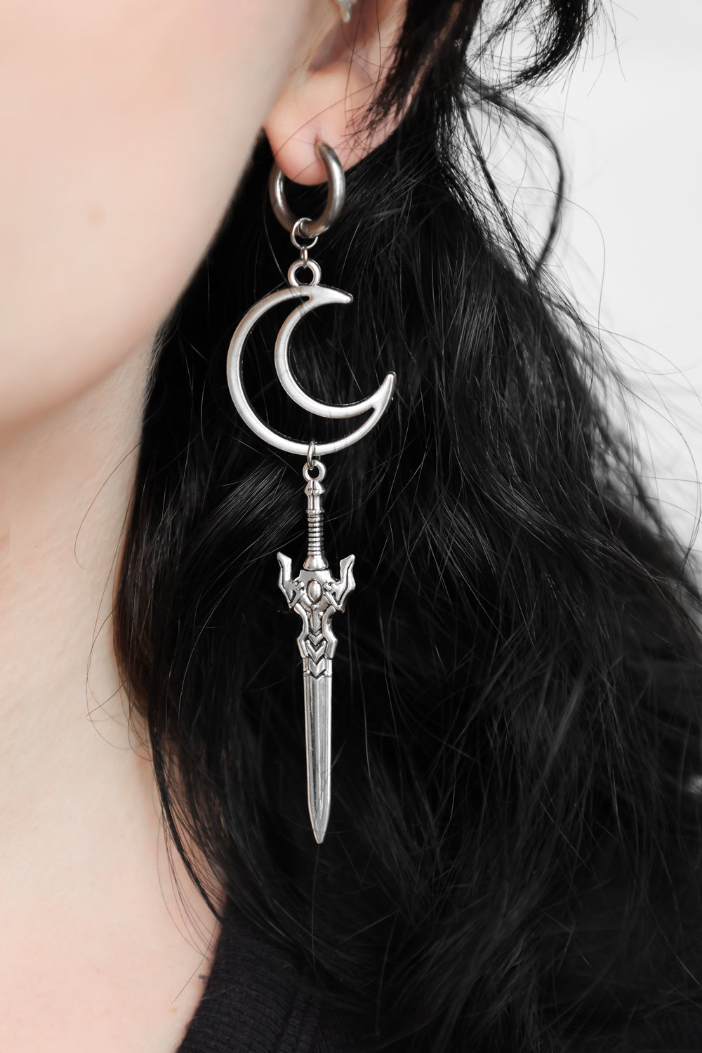 Crescent Defender Sword Earrings
