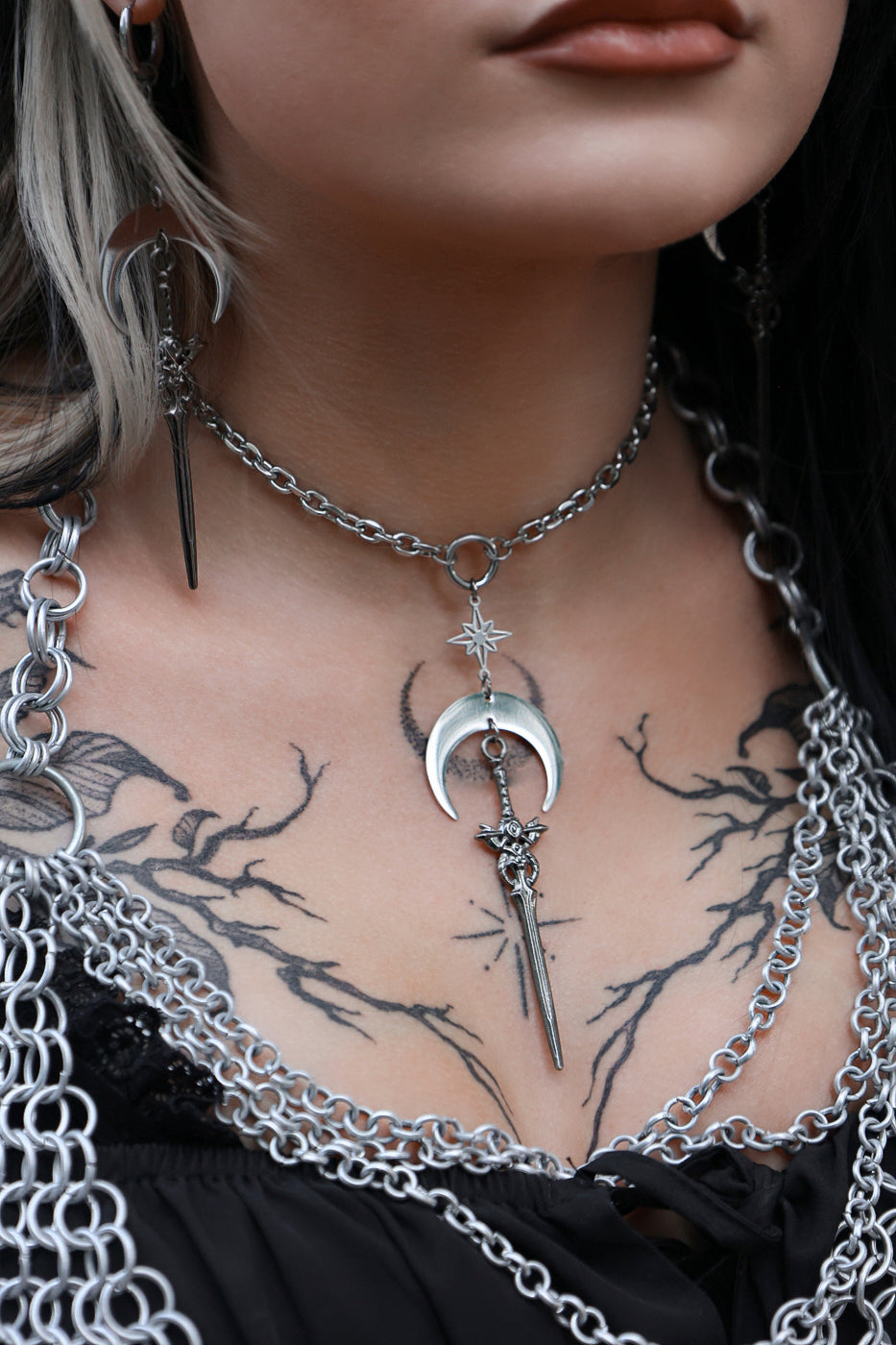 Crescent Defender Choker Necklace