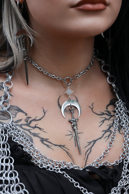 Crescent Defender Choker Necklace