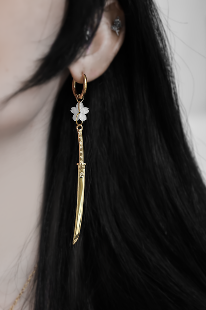 Sakura Blossom Katana Earring – Tsuki Blade Sakura Blossom Katana Earring – Tsuki Blade