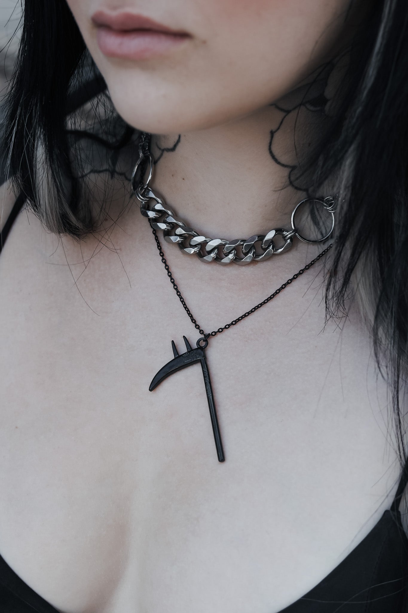 Blood Fiend Horned Scythe Necklace