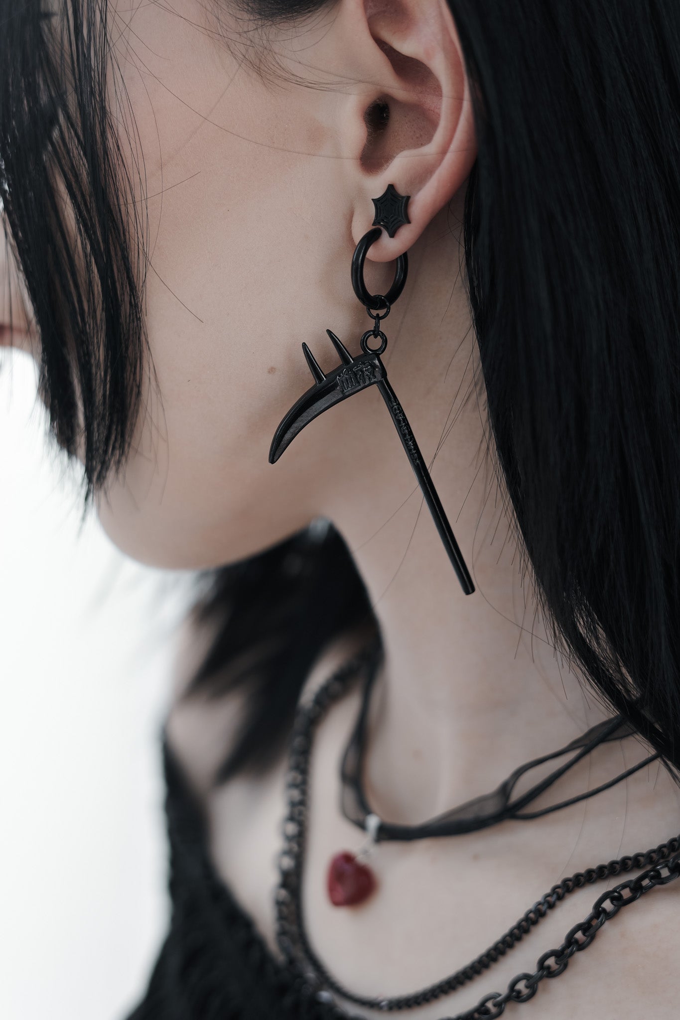 Blood Fiend Horned Scythe Earrings