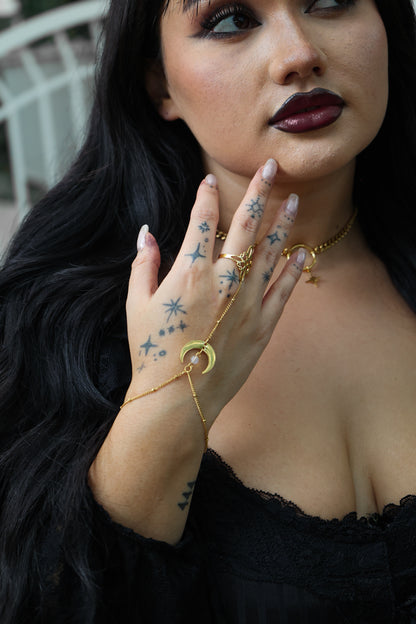 Crescent Binding Moonstone Hand Chain