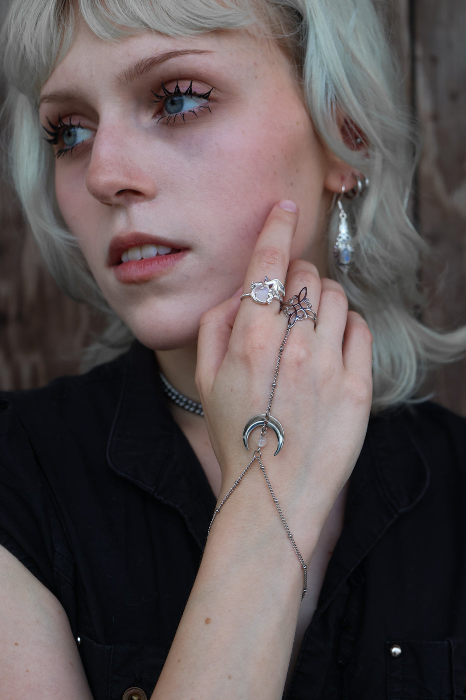 Crescent Binding Moonstone Hand Chain