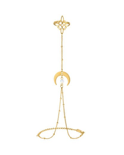 Crescent Binding Moonstone Hand Chain