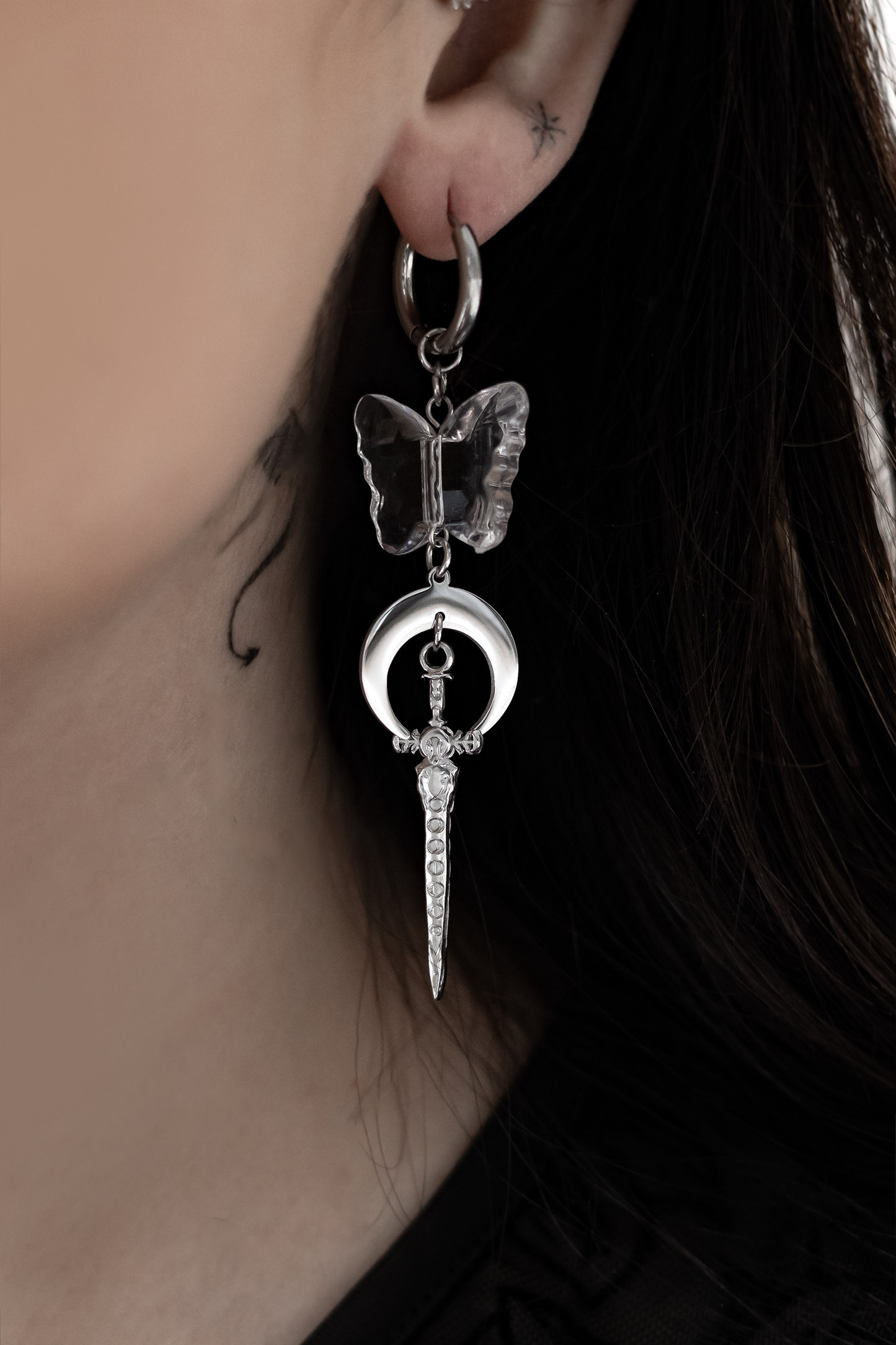 Mystic Crescent Sword Earrings