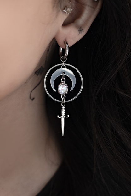 Moon Deity Dagger Earrings