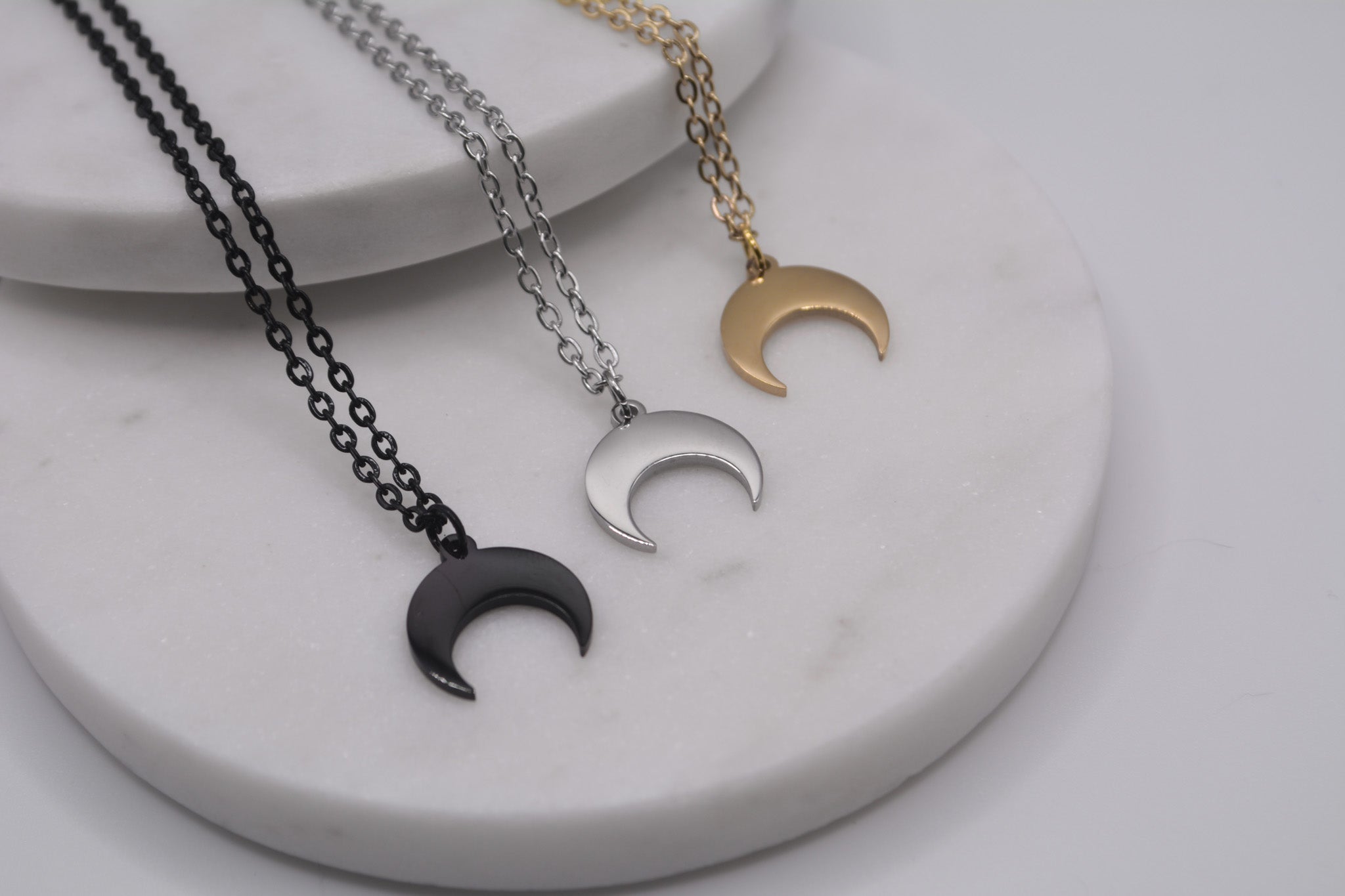 Sterling Silver Heart Crescent Moon Necklace, Moon Necklace, Celestial –  Indigo & Jade
