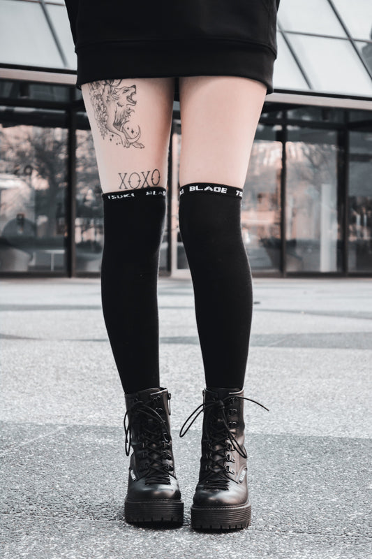 Logo Over Knee Socks - Tsuki Blade