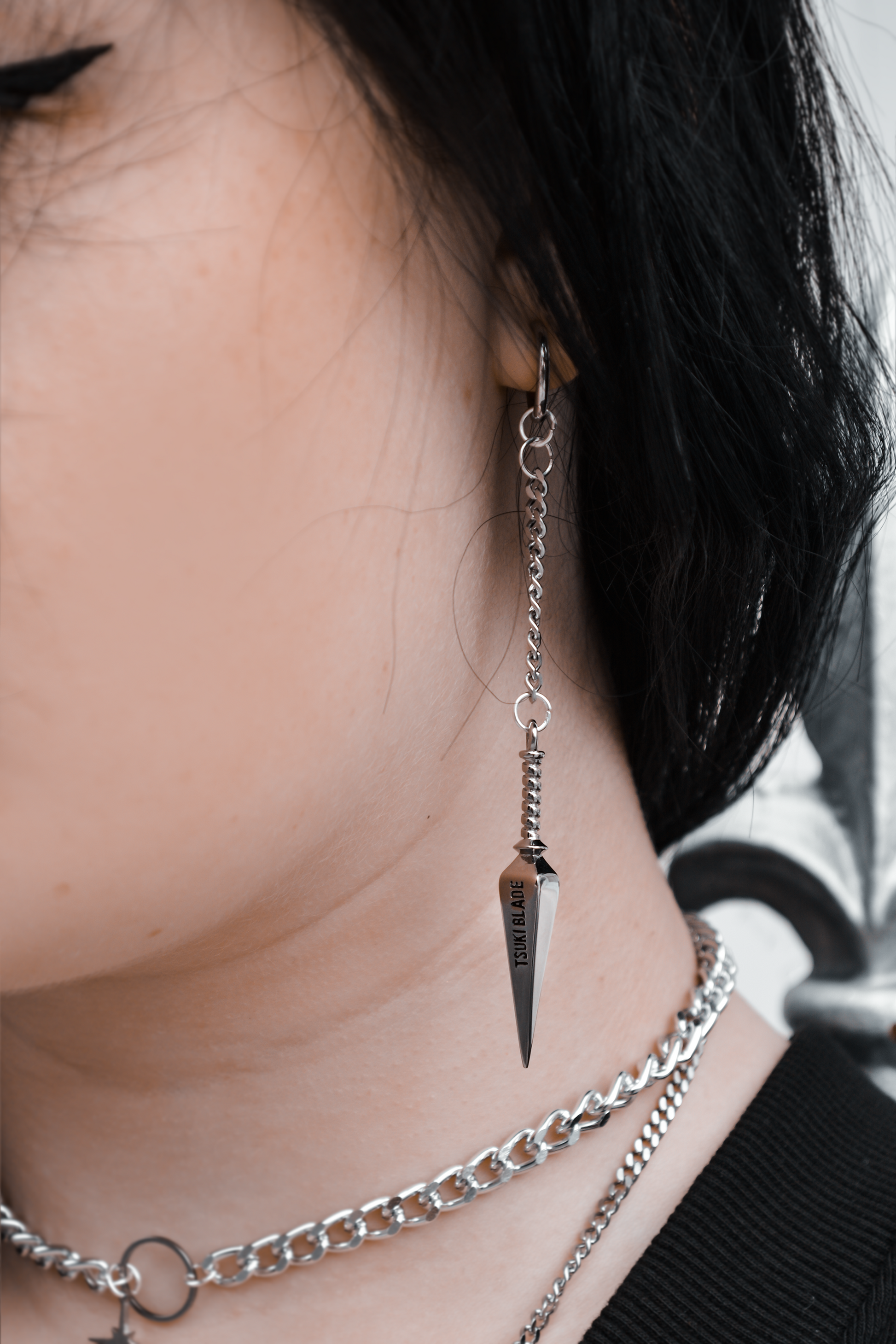  Spike Chain Earcuff Non Pierced Earrings Long Chain